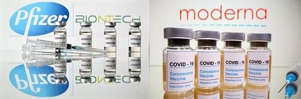 화이자(왼쪽)와 모더나(오른쪽)의 코로나19 백신. /연합뉴스