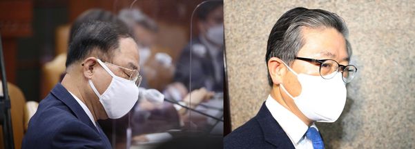 홍남기 경제부총리 겸 기획재정부 장관(좌측)과 변창흠 국토교통부 장관/연합뉴스