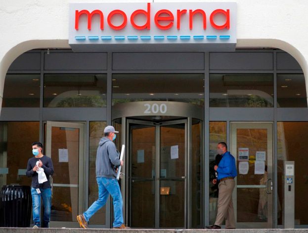 미국 매사추세츠주 캠브리지에 있는 모더나 본사 건물 입구. /로이터연합뉴스