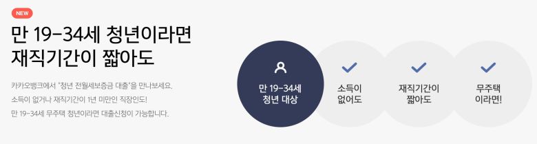 카카오뱅크의 청년 전월세보증금 대출 상품 안내 문구. /카카오뱅크 홈페이지 캡처