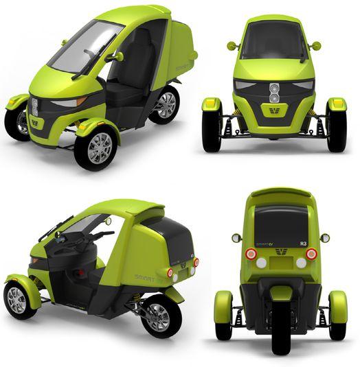 에디슨EV(옛 쎄미시스코)가 지난해 전기차 엑스포에서 선보인 3륜 초소형 전기차 R3의 제품 이미지