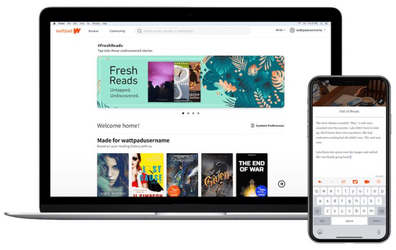 왓패드 PC 웹과 모바일 애플리케이션(앱). /왓패드 제공