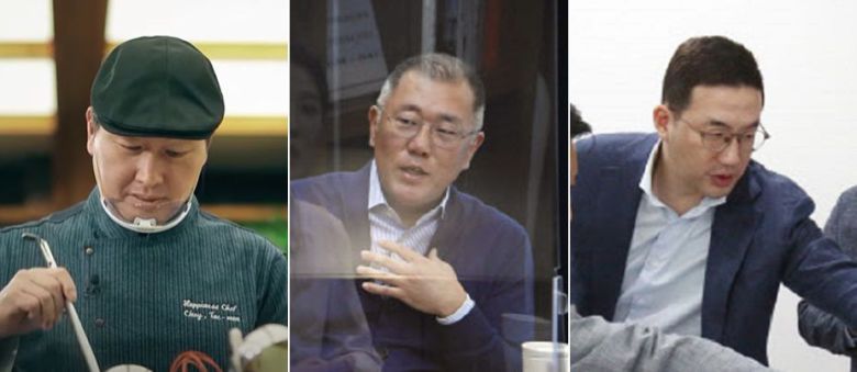 왼쪽부터 최태원 SK그룹 회장, 정의선 현대차그룹 회장, 구광모 LG그룹 회장. /각사 제공