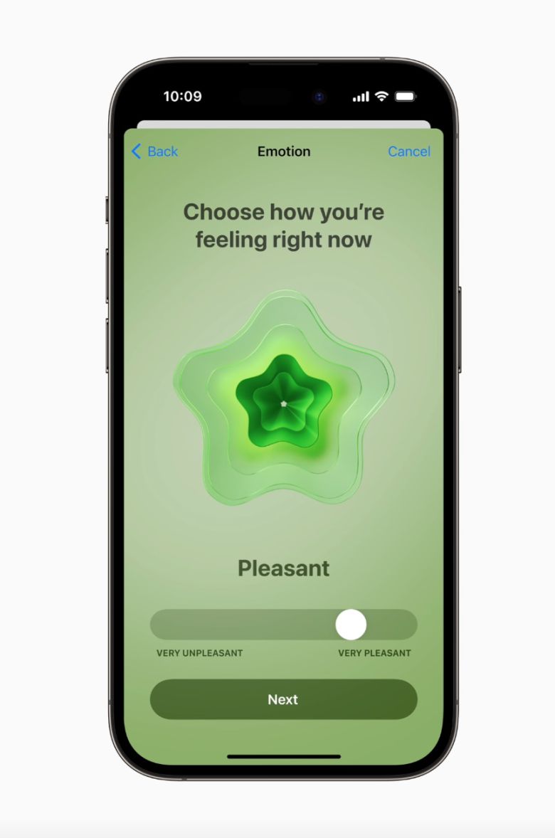 '마음 상태' 기능 이용화면. /애플