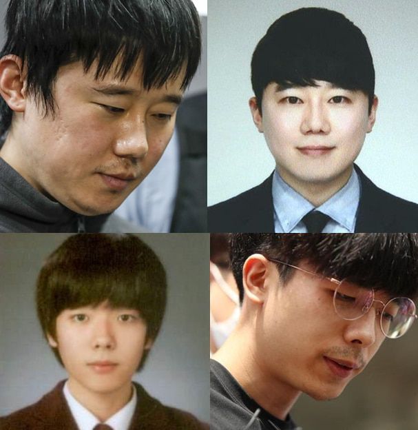 작년 10월 신당역 살인사건의 피의자 전주환(윗줄)과 이른바 'n번방' 공범 안승진(아랫줄) 사진. 경찰이 공개한 증명사진과 실제 얼굴에 차이가 있다./연합뉴스·뉴스1