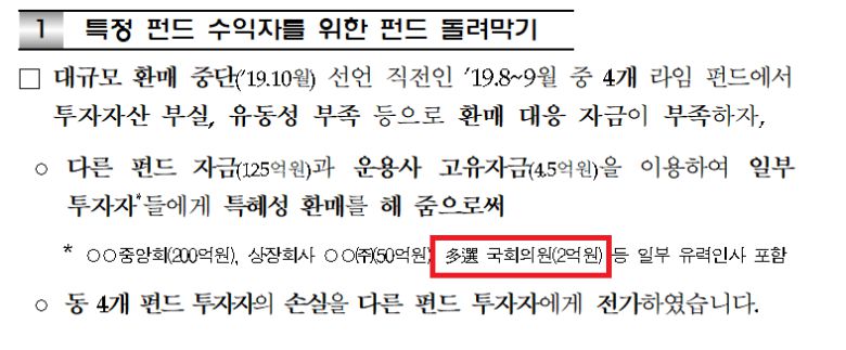 24일 발표된 금융감독원의 보도자료 '「주요 투자자 피해 운용사 검사 TF」검사 결과' 중 일부/금융감독원