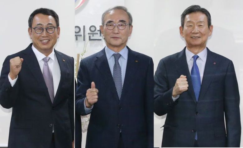 왼쪽부터 유영상 SK텔레콤 사장, 김영섭 KT 사장, 황현식 LG유플러스 사장./조선비즈