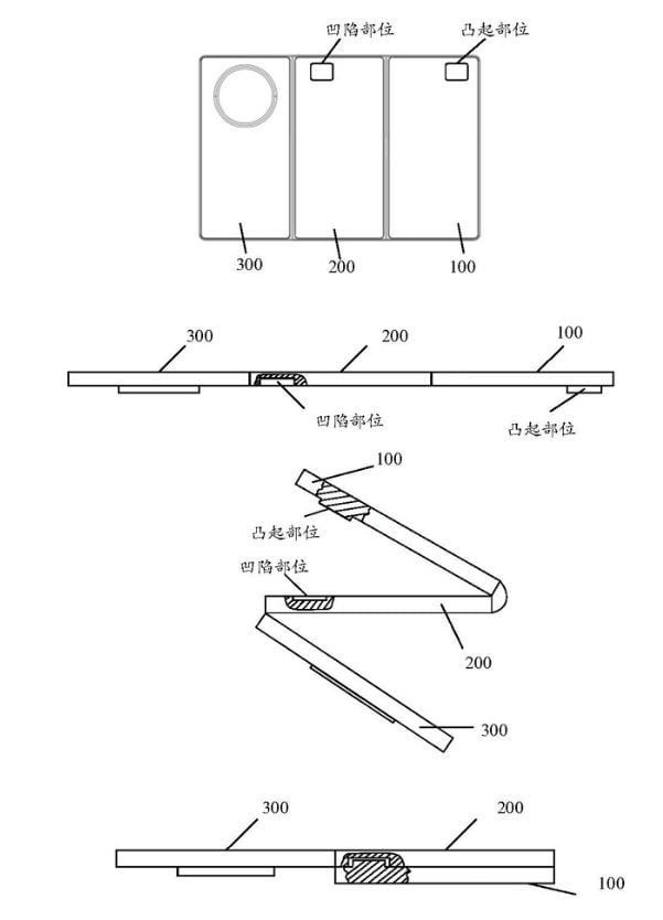 화웨이가 공개한 3분할 디스플레이 폴더블폰 특허./중국 국가지식산권국(CNIPA)