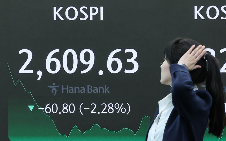 16일 오후 서울 중구 하나은행 딜링룸 전광판에 코스피 지수 등 마감시황이 표시돼 있다. /뉴스1