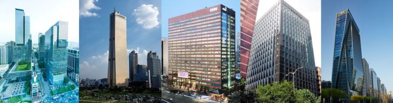 왼쪽부터 삼성생명, 한화생명, 교보생명, 현대해상, DB손해보험 사옥 전경./각 사 제공