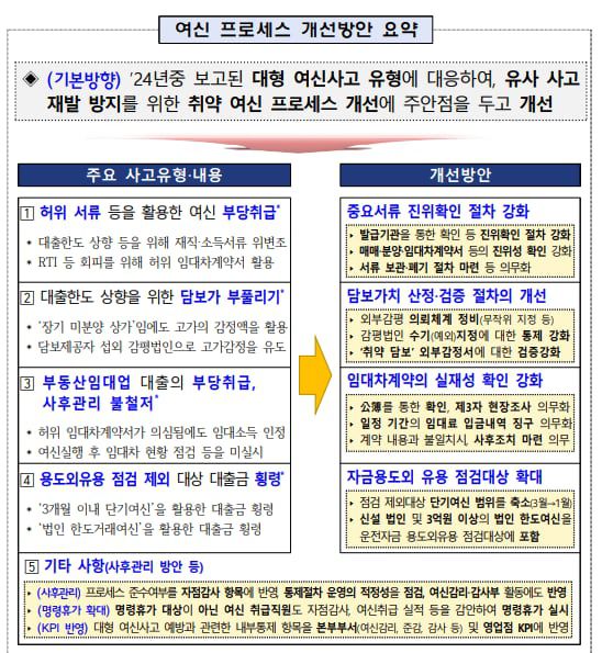 금융감독원이 2024년 12월 26일 발표한 여신 프로세스 개선 방안. /금융감독원 제공