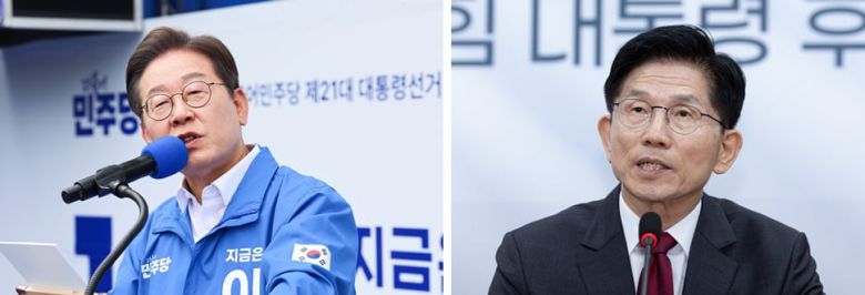 왼쪽부터 이재명 더불어민주당 대선 후보, 김문수 국민의힘 대선 후보. / 뉴스1, 연합뉴스