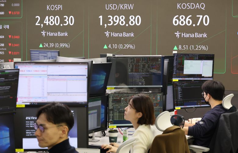 주식 시세 전광판. /연합뉴스