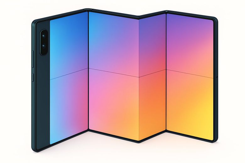 가상의 세 번 접히는 '쿼드 폴드' 스마트폰 이미지./챗GPT