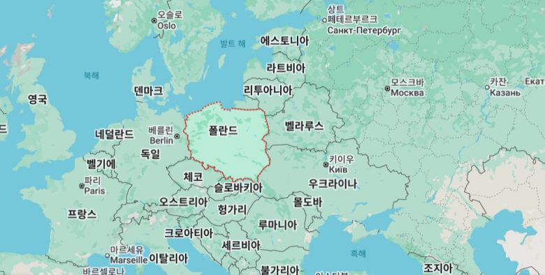 폴란드 위치./구글맵 캡처