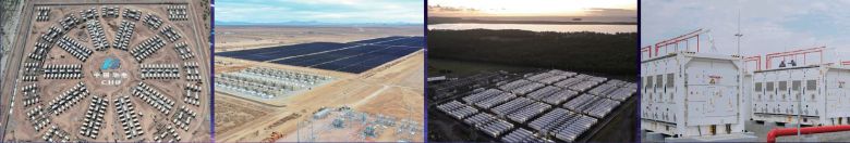 (왼쪽부터)중국 신장 카스가르의 화뎬, 미국 캘리포니아주 에드워즈 샌본, 호주 와라타, 사우디아라비아 비샤에 설치된 대형 BESS. /사진 파워차이나·테라젠·사우디아라비아 에너지부·뉴사우스웨일스 에너지