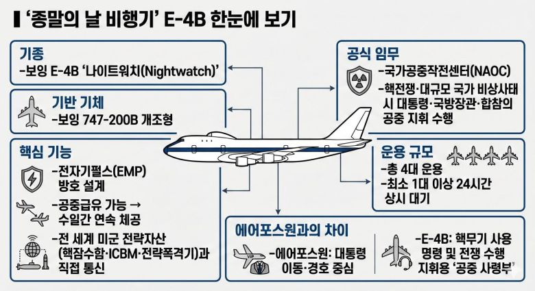 ‘종말의 날 비행기’ E-4B 한눈에 보기
