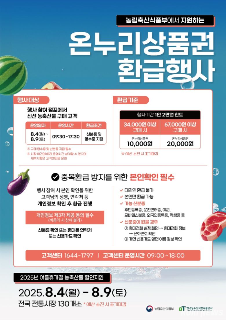 온누리상품권 환급행사 알림그림.