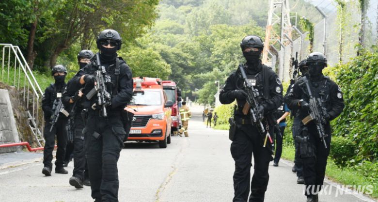 2025 을지연습 국가중요시설 드론 무인기 테러 대응 훈련이 21일 화천수력발전소에서 실시됐다.