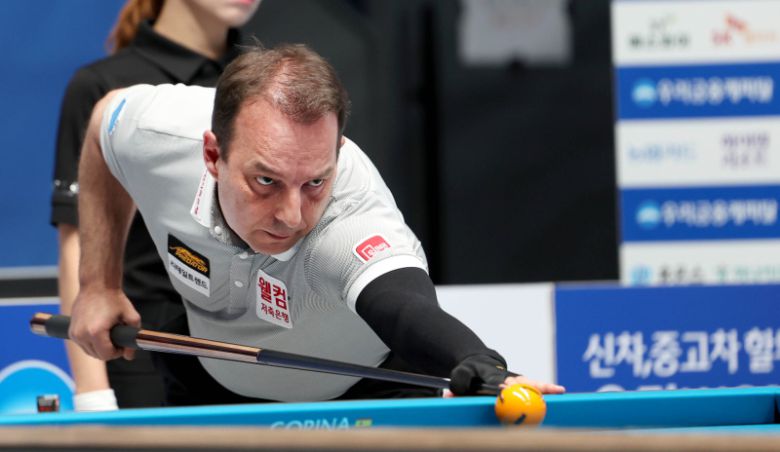 ‘팀리그 2라운드 MVP’ 다니엘 산체스(스페인·웰컴저축은행)가 64강에 안착했다. PBA 제공