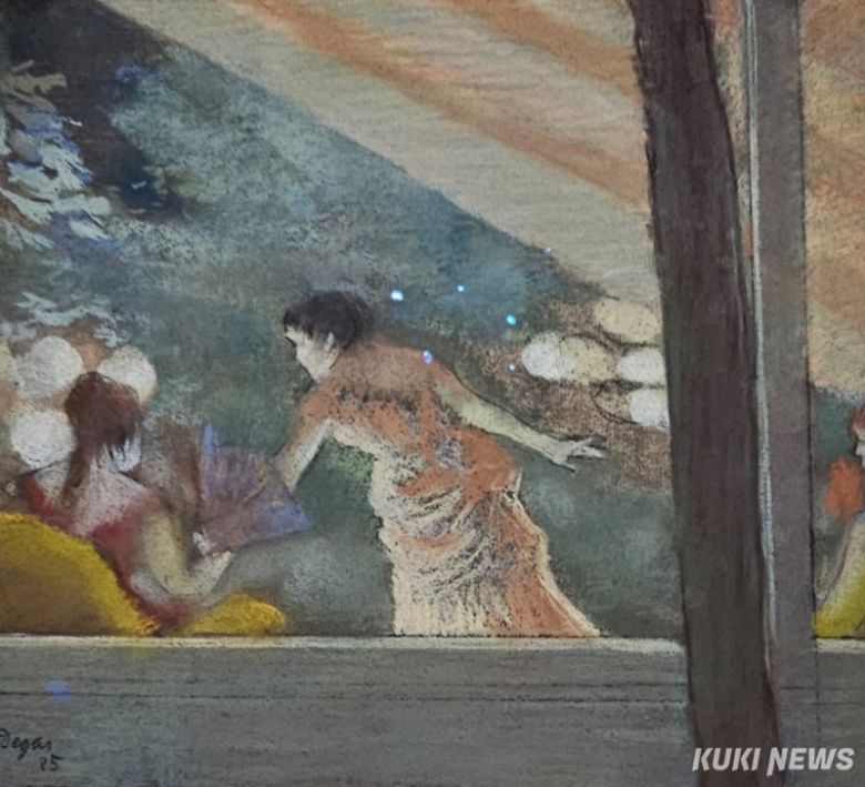 에드가 드가, 카페 콩세르의 여가수, 1885, 에칭에 사용된 파스텔화, 오르세 미술관