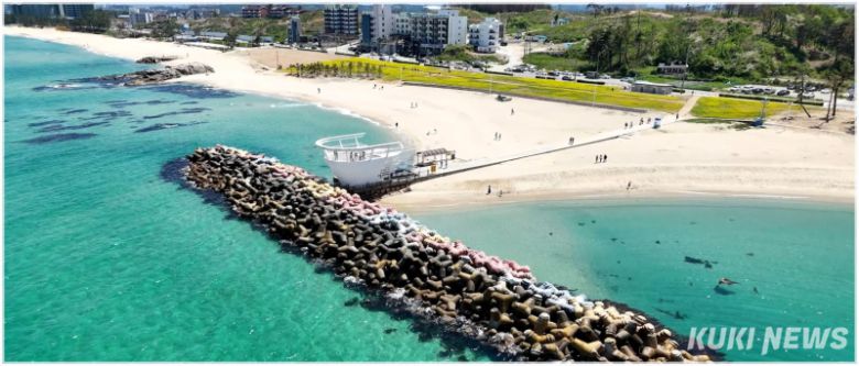 강릉시는 기록적인 폭염과 해안 침식 등 기후 위기에 대응해 올해 도시 열섬화 완화와 녹지환경 개선을 목표로 하는 기후 대응형 공원·녹지 힐링공간 조성에 박차를 가한다. 경포 2·3지구 해안변 녹지축 공원화 사업(해중 전망대) 조감도. 강릉시 제공