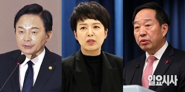 (사진 왼쪽부터)22대 총선 출마 러시가 예상되는 원희룡 국토교통부 장관, 김은혜 청와대 홍보수석, 강승규 시민사회수석 ⓒ고성준 기자·뉴시스
