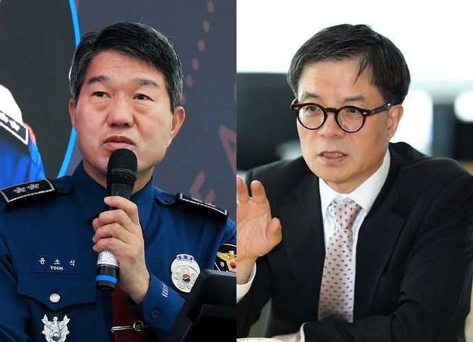 (사진 왼쪽부터)국민의힘 대전유성을 지역 출마가 예상되는 윤소식 대전경찰청장과 이석봉 대전시 경제과학부시장 ⓒ대전광역시