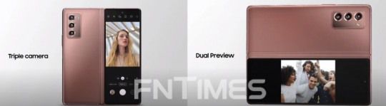 갤럭시Z폴드2 후면에는 트리플 카메라가 탑재되어 있다. 커버 디스플레이와 메인 디스플레이 전면에도 각각 1개씩 탑재되어 있다. /사진=삼성전자 유튜브 캡처