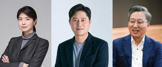 (왼쪽부터) 정신아 카카오 대표, 신원근 카카오페이 대표, 윤호영 카카오뱅크 대표. / 사진=카카오