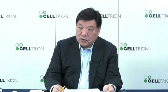 서정진 셀트리온 회장이 지난 19일 온라인 간담회에서 발표를 하고 있다. /사진=셀트리온