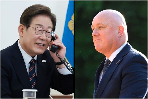 이재명 대통령(왼쪽)-크리스토퍼 럭슨 뉴질랜드 총리. [AFP=연합뉴스·연합뉴스 자료사진. 재판매 및 DB 금지]