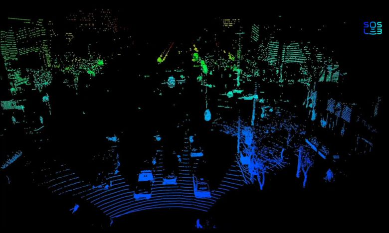 1550nm 단일광자 라이다로 스캐닝 된 3D 도시 이미지.