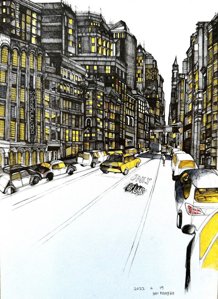 엘엔피코스메틱 메디힐 소속 장애인 예술가 서경빈의 '도시의 밤'. (사진=에이블업, 엘엔피코스메틱 제공)