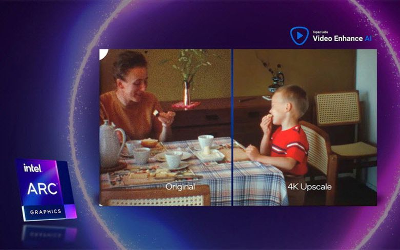 인텔 아크 그래픽카드의 XMX AI로 동영상을 업스케일링한 모습 (출처 : intel)