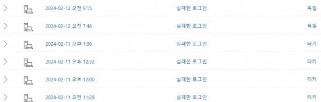 해외서 마이크로소프트 계정 로그인을 시도한 기록