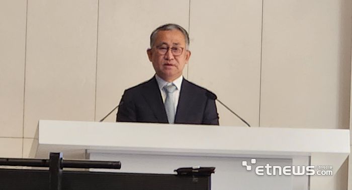 김종성 삼성SDI 경영지원실장 부사장이 19일 개최된 정기 주주총회에서 발언하고 있다. (사진=이호길 기자)