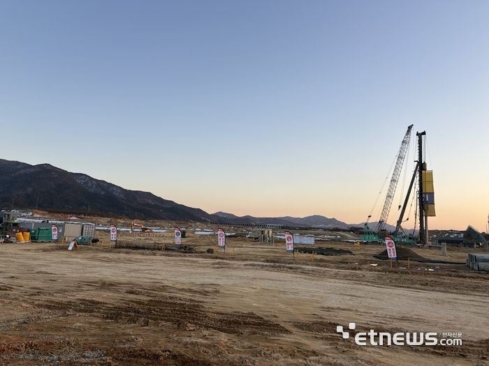 지난 2월 촬영한 현대차 안성 배터리 생산시설 공사 현장