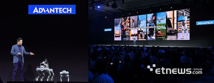 컴퓨텍스 2025 포럼 기조 연설에서 밀러 창 어드밴텍 임베디드 부문 사장이 발표하고 있다.