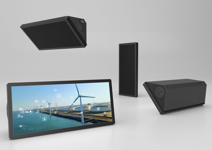 스마트미디어컴퍼니가 선보이는 공기정화와 정보 디스플레이를 융합한 스마트 공공 키오스크 'PURIVISION(퓨리비전)' EV25 모델.