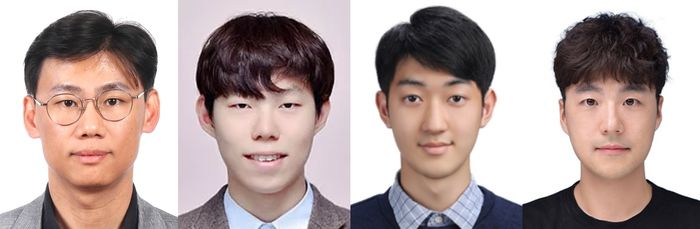 (왼쪽부터) DGIST 에너지공학과 이주혁 교수, 이철재 석박사통합과정생, 양준영 석사과정생, 삼성전자 생산기술연구소 승완철 박사