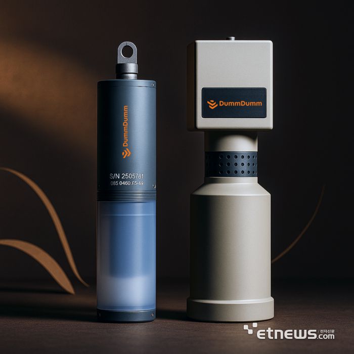 드론 채수기 서비스 제품인 채수기(오른쪽)와 센서.