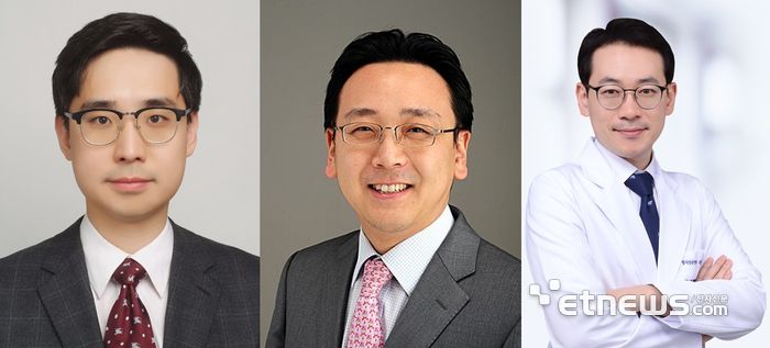 왼쪽부터 기초의학상 수상자 경희대학교 의과대학 연동건 교수, 임상의학상 수상자 서울대학교 의과대학 박경우 교수, 중개의학상 수상자 서울대학교병원 방사선종양학과 이주호 교수
