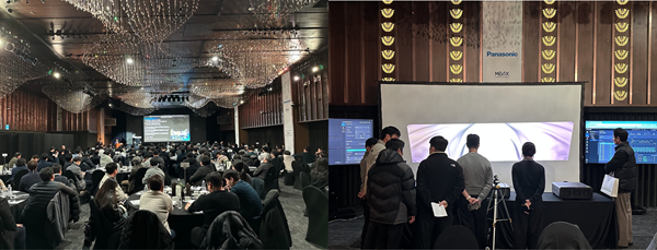 파나소닉 프로젝터 앤 디스플레이가 7일 서울 반얀트리 클럽 앤 스파에서 열린 세미나에서  PT-RQ45K 실물 시연과 전환 테스트를 진행하고 있다. 사진=파나소닉