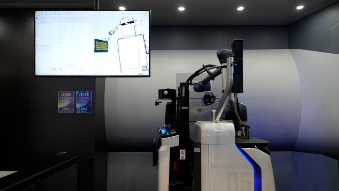 세계 최대 가전·IT 전시회 'CES 2026'에서 두산로보틱스의 '스캔앤고(Scan & GO)'가 시연되고 있는 모습. (화면제공 = 두산그룹)