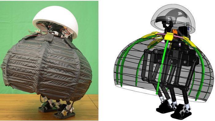 실제로 완성한 로봇(왼쪽)과 3D CAD로 만든 설계 모델(오른쪽) / KIMLAB 유튜브