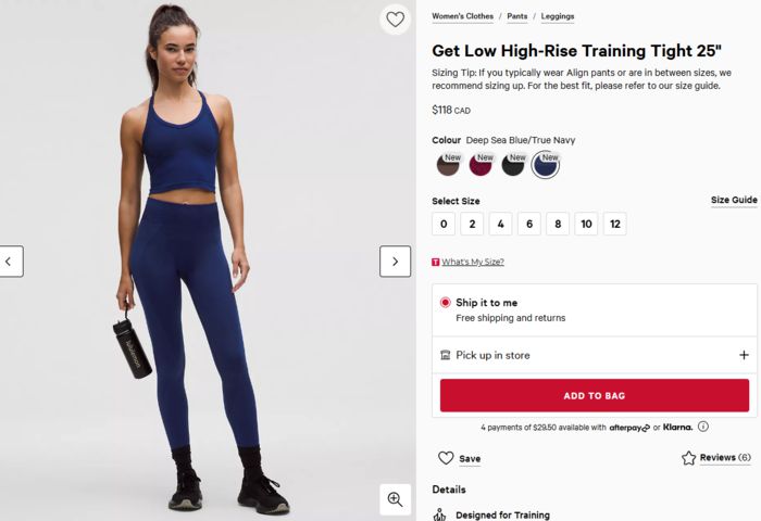 룰루레몬 겟 로우 판매 페이지. 사진=룰루레몬 온라인 스토어 캡처