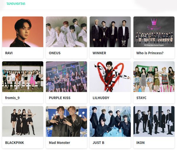 /사진=위버스 홈페이지 메인 화면