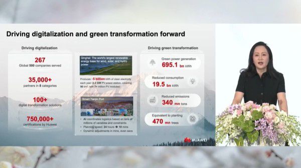 사브리나 멍(Sabrina Meng) 화웨이 순환회장 겸 최고재무책임자(CFO)/사진=화웨이 행사 영상 캡처