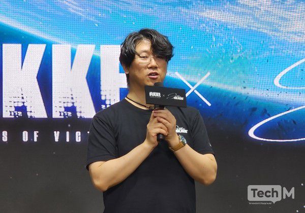 김형태 시프트업 대표가 '스텔라 블레이드'·'승리의 여신: 니케' 컬래버레이션에 대해 설명하고 있다. / 사진=조성준 기자